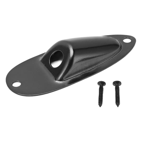 Sort Båtstil Elektrisk Gitar Jack Plate Input Output Socket Skrue Instrumenttilbehør