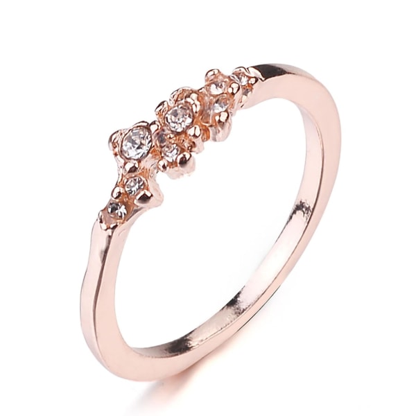 Kvinnor Ring Enkel Pläterad Shiny 9 Rhinestones Knuckle Ring For Dating Rose Gold US 6