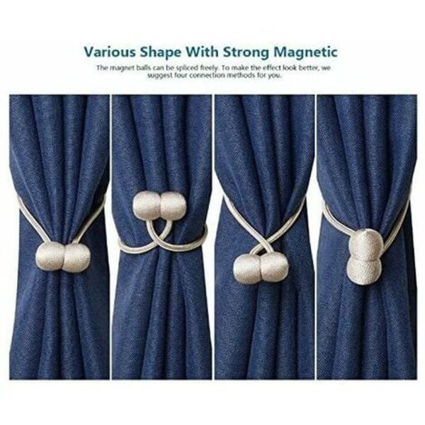 Gardinbindare Magnetisk Gardinbindning Magnetiska flätningsgardiner Spänne (beige)