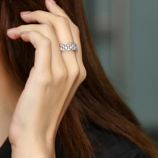 Kvinner Ring Multi Sizes Shining Innlagt Faux Crystal Finger Ring For Daglig Bruk US 9