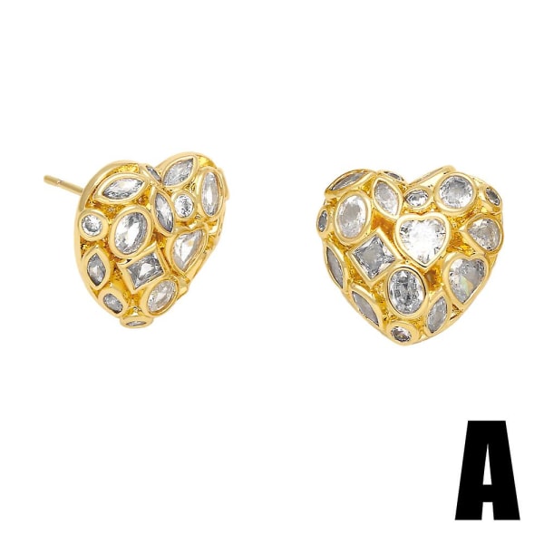 Örhängen Vintage Zircon Heart Stud Modesmycken Ac10457 A