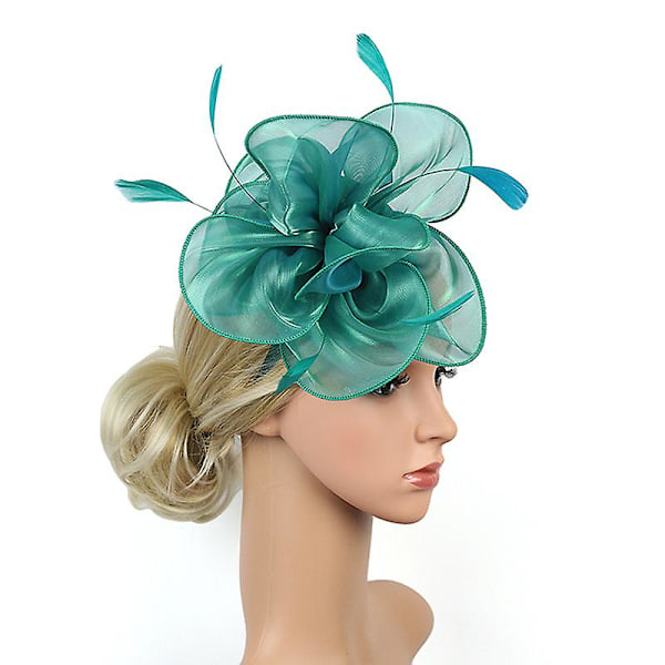 Faux Feather Net Garn Hatt Ensfarge Fascinator Bryllup Tea Party Hodeplagg Hårpynt For Purple