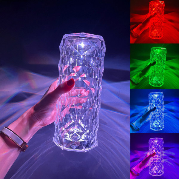 Crystal Diamond Bordslampa, 16 färger Touch Lamp