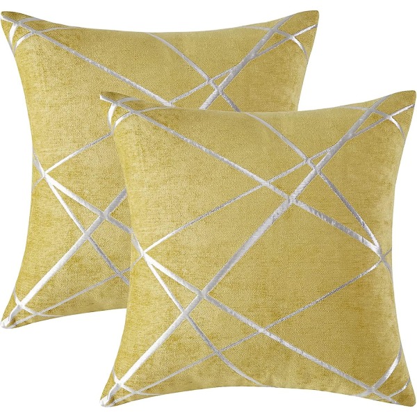 Dekorativ soffa örngott, soffa tjock kudd örngott, fyrkantig grå lyx kuddar 2 set 60*60 cm Jaune