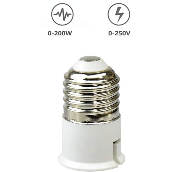 E27 till B22-adapter för LED-lampor och halogenlampor, E27 sockelomvandlare, power 200W, 0~250V, 120 graders värmebeständig, paket med 5,
