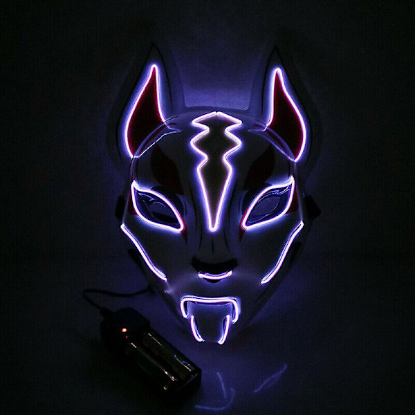 Halloween Fox Drift Mask Ljusmask Rollspel Purple