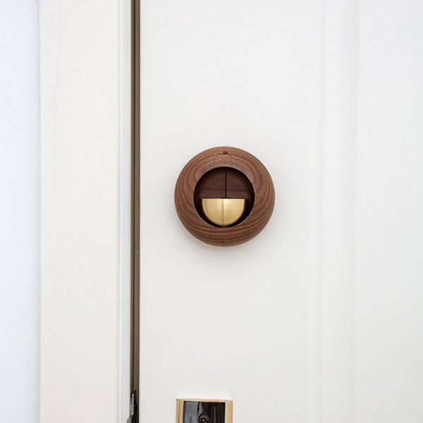 Magneettinen ovikello sisäkäyttöön, massiivipuinen tuulikello Helposti asennettava puutarha Black walnut-Standard