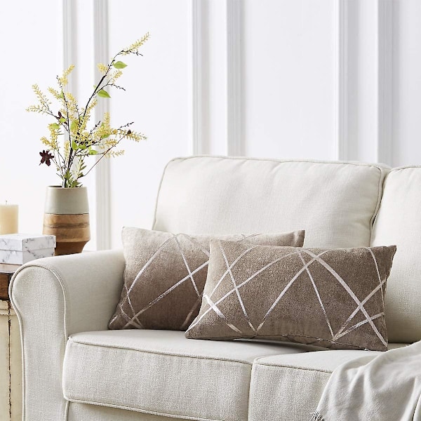 Dekorativ soffa örngott, soffa tjock kudd örngott, fyrkantig grå lyx kuddar 2 set 30*50 cm Tawny