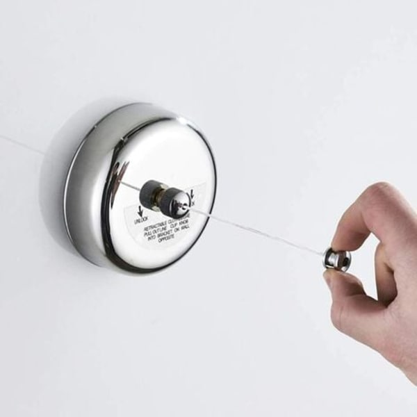 Infällbar klädstreck - Avtagbar väggmonterad tvättlina, 2,8 meter (silver)