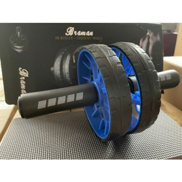 Abdominal Wheel Mænd Begyndere, Hjemmetræningsudstyr, Dual Wheel Abdominal Exerciser Crunches Hjemmetræning, Blå