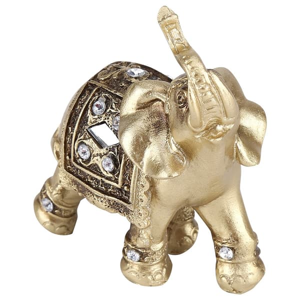 Guld Elegant Elefant Staty Hem Kontor Dekor Gåva