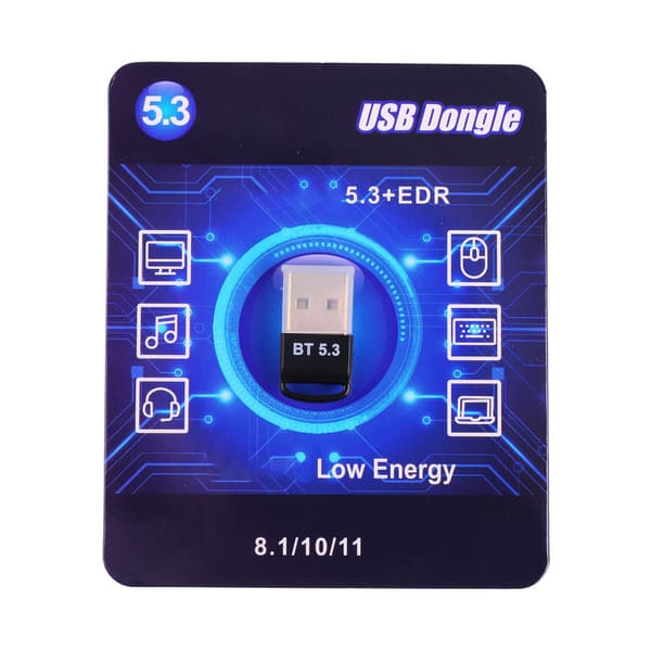 USB Bluetooth 5.3 Adapter Gullbelagt Plugg Sender Mottaker for Windows 8.1 10 11 PC