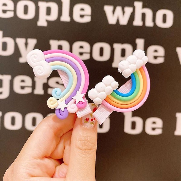 3 stk søte barnehårnåler med regnbue-lollipops og sky baby jente hår tilbehør uten Pink Cloud