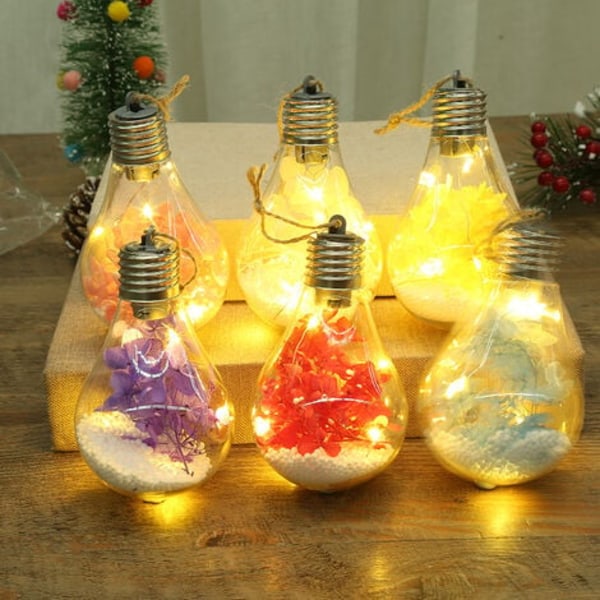 Pak klare LED julekugler hængende lys til juletræ, fødselsdag, bryllupsfest，B