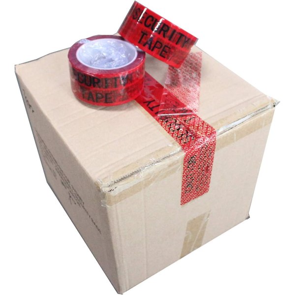 1 rull 100 % Total Transfer Tamper Evident Security Tape, - Rød, 5cm X 50m X 2 Mil, Security Tape