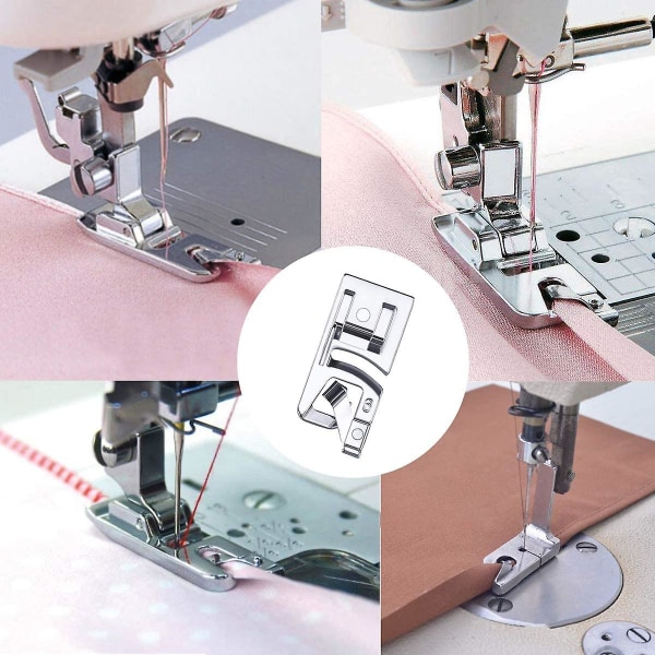 Trykkfot med smal rullekant (3 mm, 4 mm og 6 mm) for de fleste Singer Brothers symaskiner med lavt skaft trykkfotsett