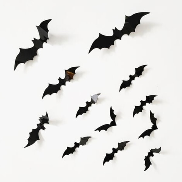 Halloween Veggdekor 3D Spider Stickers (Sort) 60 stk