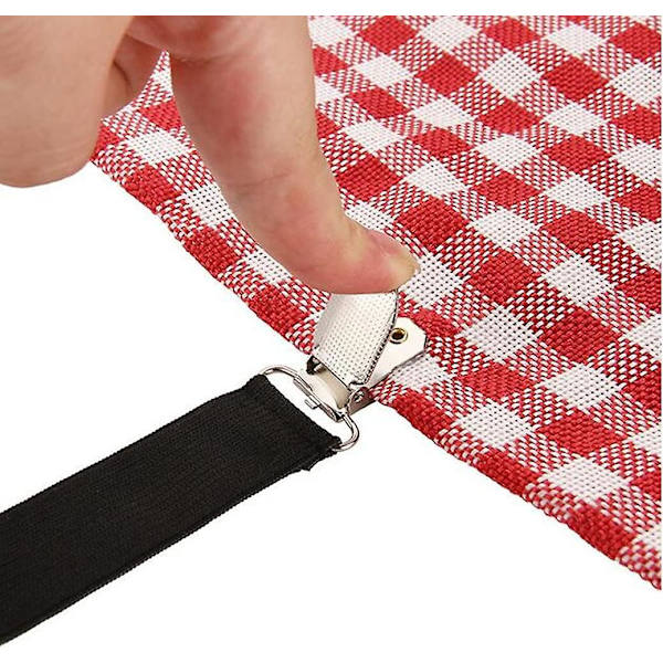 Fitted Sheet Strammer, 4 stykker Sengelagen Fastgørelseselementer Justerbar Fitted Sheet strop med metalclips til alle madrasser Sort