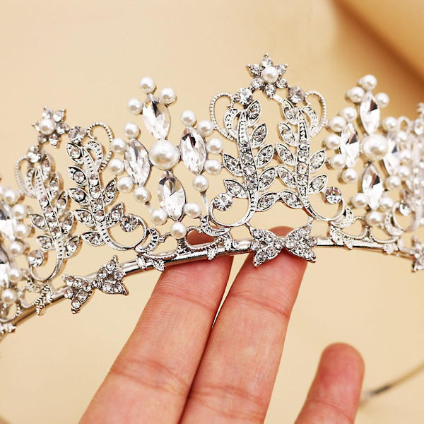 Pearl brude krone legering rhinestone bryllup hode smykker foto hår tilbehør