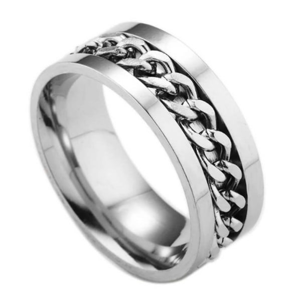 Kæde Roterbar Kæde Glitrende Smykker Gave Mænd Finger Ring For Club Steel Color US 12