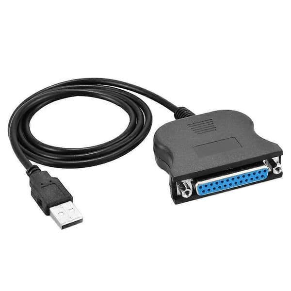 USB 2.0 til DB25 25-bens hunport-printerkonverterkabel (sort) Svart