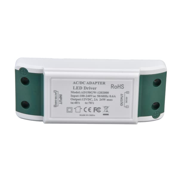 12V DC 24W 2A LED-driver til LED-strips og skabsbelysning