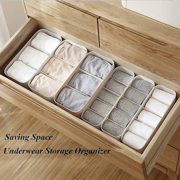 2 stycken organizer för underkläder, organizer, Pp plast staplingsbara lådorganisatörer för bh, strumpa, slips, halsduk (2 färger)