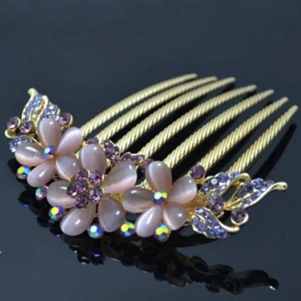 Syv-tands Hårgaffel Krystalkam Bagsiden af ​​hovedet Blomsterklemme daglige smykker Purple