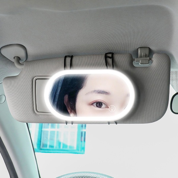 Bilinnredningsspeil Bærbart sminkespeil Automatisk solskjermende Visir Skjønnhetsspeil Pink