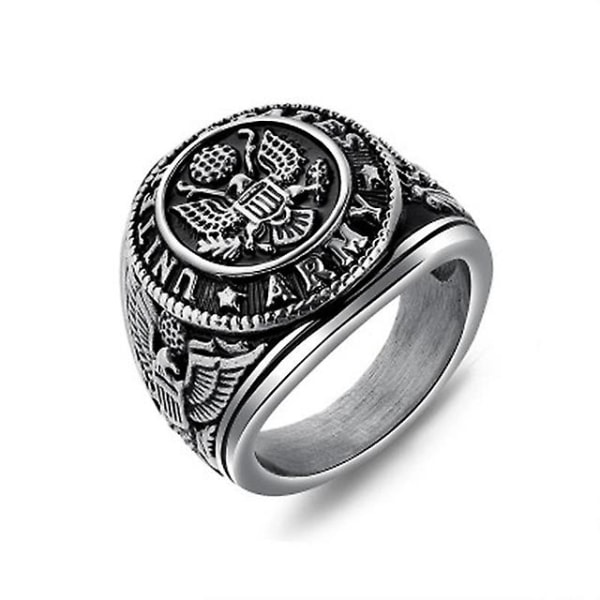 Vintage Us Army Military Ring Herr Guld/silver Färg Rostfritt stål Us Army Ring Marine Corps Eagle Ring Man Modesmycken Silver