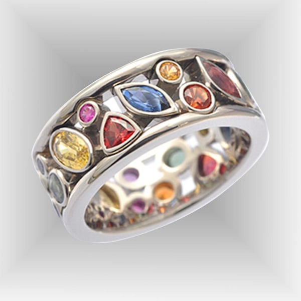 Geometrisk mønster hul rhinestone kvinner finger ring part bankett smykker gave US 7