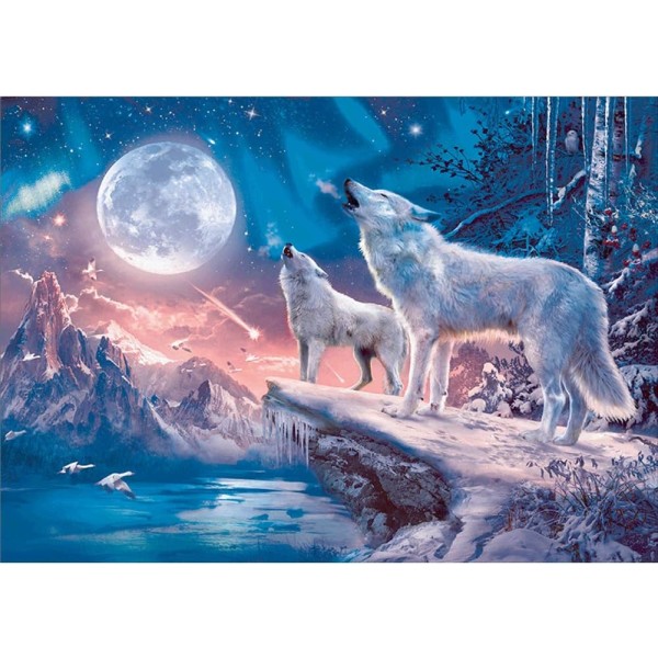 Diamantkunst,Diamantmaleribilleder,Fuld boring Arctic Wolf DIY 5D Krystalsæt DIY maleri,40x30cm,