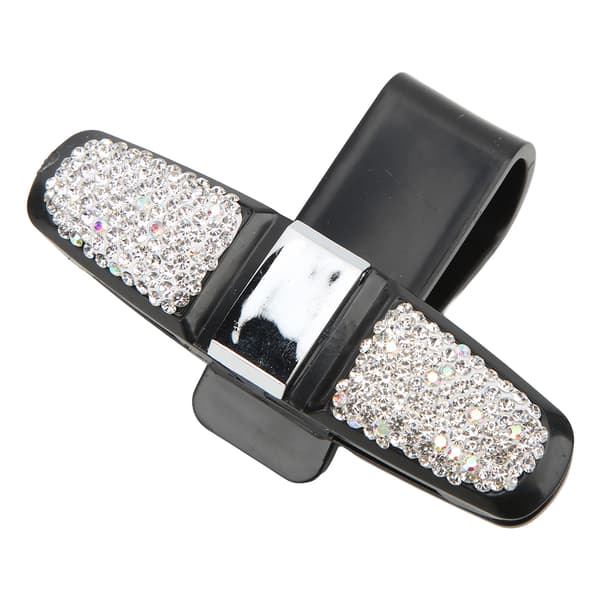 Krystal Rhinestone Universal Bil Solbrilleholder Klips Hvid