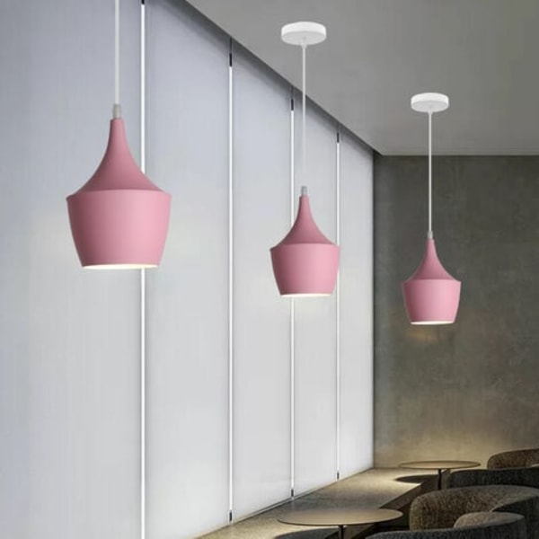 Creative Modern Pendel Ljuskrona E27 Dekorativ Järn Pendel Lampa Sovrum Vardagsrum (Rosa) - Rosa