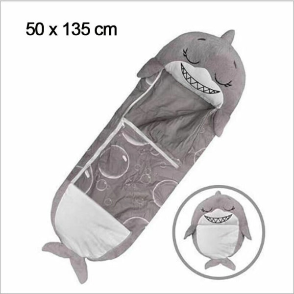 PIMPIMSKY Søt sovepose og pute 2 i 1 Glade napper for barn 135 x 50 cm Dyne Passer for alle årstider Grå,
