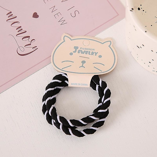 3 stk Sort Hvidt Hårreb Farve Matchende Enkelhed Høj Elasticitet Armbånd Hestehaleholder Hår Figure 8 Black And White