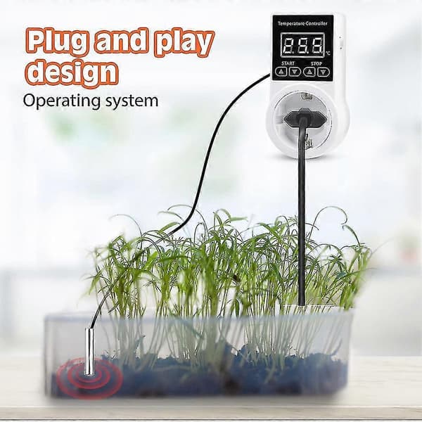 [qg]1 stk. termostatplugg med sensor, digital temperaturkontrollerplugg, vanntett temperaturbryter EU-plugg