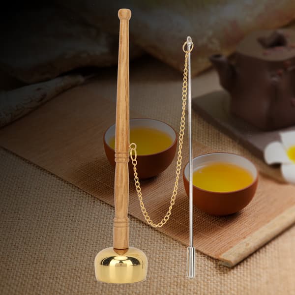 Trehåndtak Messinghåndklokke - Buddhistiske tilbehør for Singing Scripture Implementation