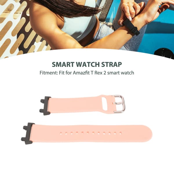 Amazfit T Rex 2 Blød Silikone Urrem Pink Justerbar Udskiftningsrem