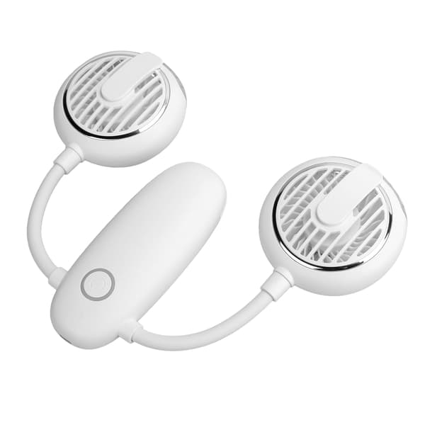 F38 Dobbelt Hoved Multifunktionel Udendørs USB Opladning Foldbar Talje Mini Ventilator