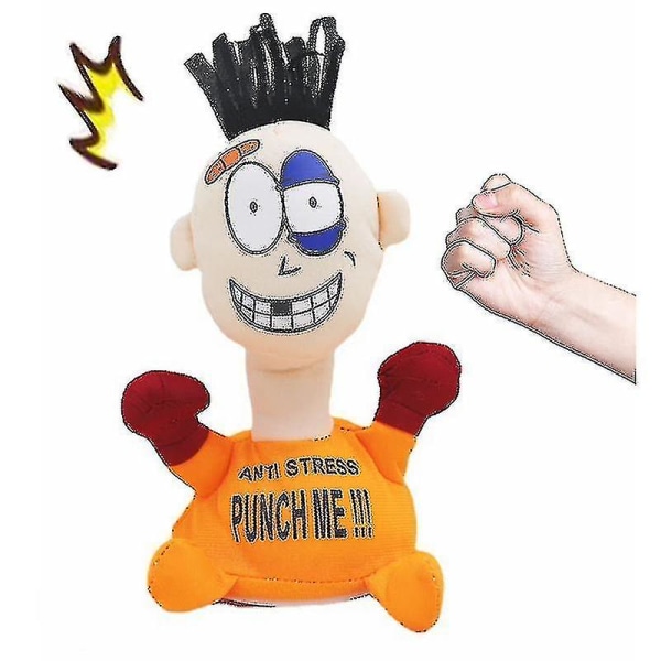 Punch Me Soft Stuffed Anti Stress Elektrisk Plys Legetøj Dukke Elektriske Julegaver-1 A orange