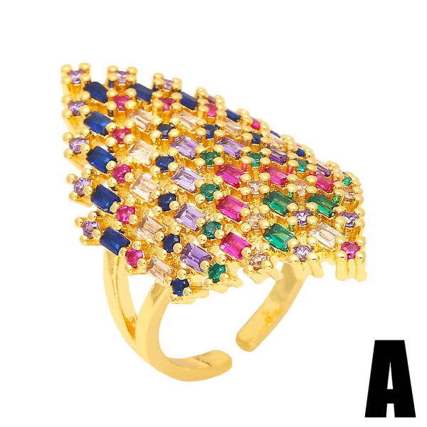 Ring Vintage Zircon Geometry Stud Modesmykker Ac9251 C