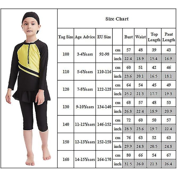 3-15 år flickor simdräkter Islamiska badkläder Burkini 5-6 Years