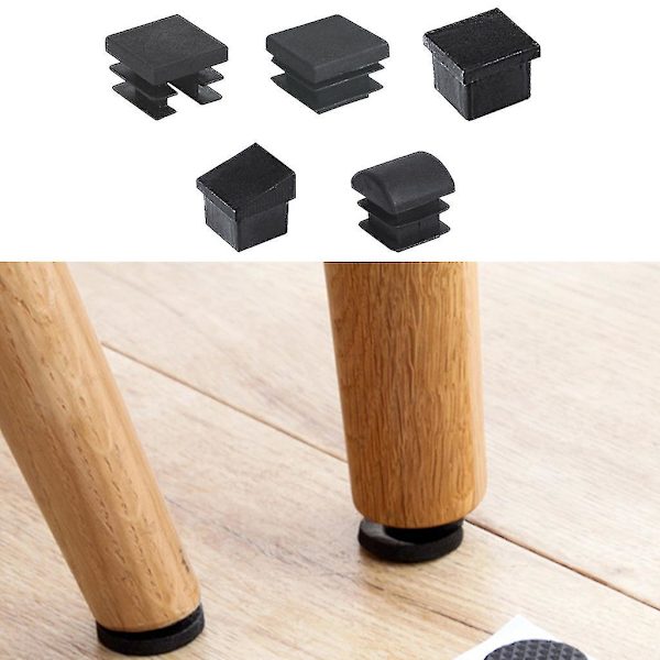 10 kpl Black End Cap Neliönmuotoinen muovitulppa metalliputkiaidoihin huonekaluihin Type C