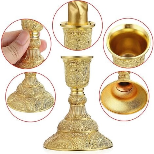 2 STK Messing Lysestage Lysestage Lysestage Sæt Vintage Metal Søjle Holder, 4 H Lysestager Elegant Candle Ki
