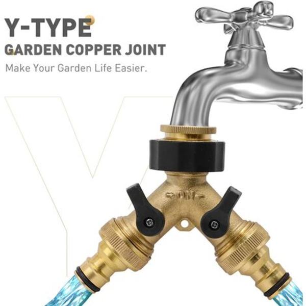 2-veis Y-fordeler, TOCYORIC 2-veis Y-splitter, 3/4" Y-splitter, messingkrankobling for vaskemaskin med individuell