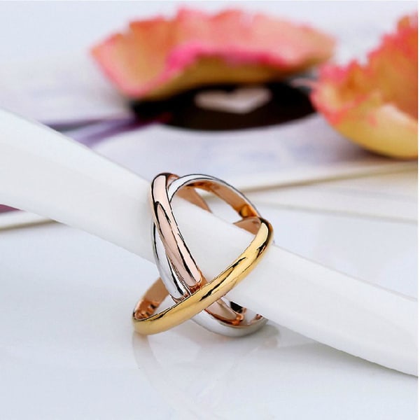 Fest Kvinder Minimalistisk Forbundet Triple Circle Finger Ring Smykker Valentine Gift 17mm