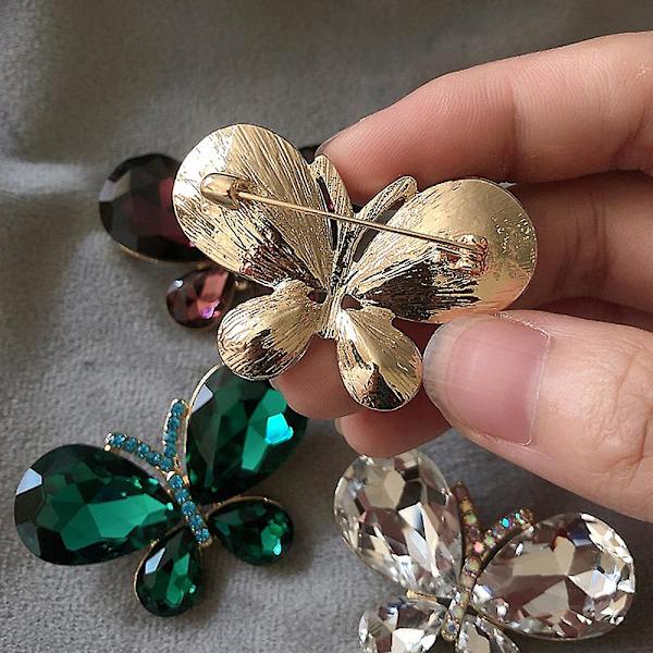 Crystal Butterfly Personlig Legering Corsage Smycken present för kvinnor flickor White