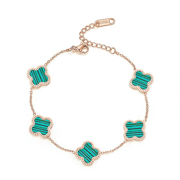 Clover femblomster armbånd i rosa guldfarvet armbånd