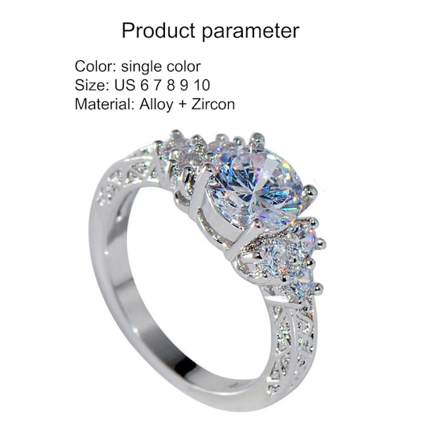 Lyx Cubic Zirconia Inlagd Kvinnor Förlovning Bröllopsfest Ring Smycken Present US 10